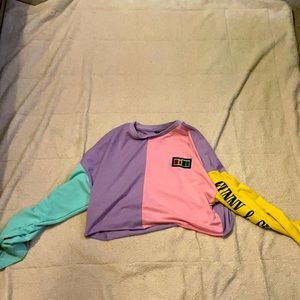 Multicolor long sleeve crop top